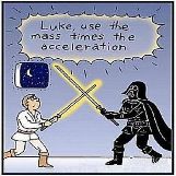 Luke uses physics against Darth Vader